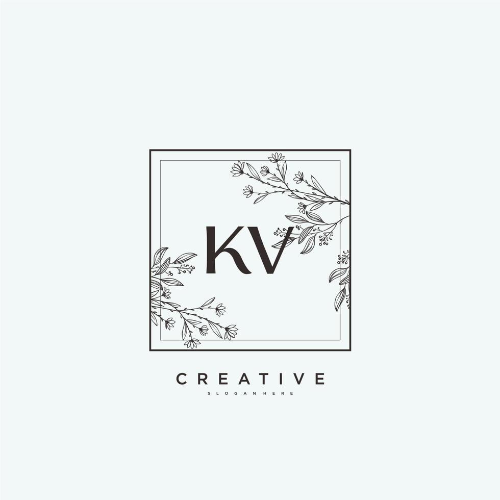 KV Beauty vector initial logo art, handwriting logo of initial signature, wedding, fashion, jewerly, boutique, floral and botanical with creative template for any company or business.