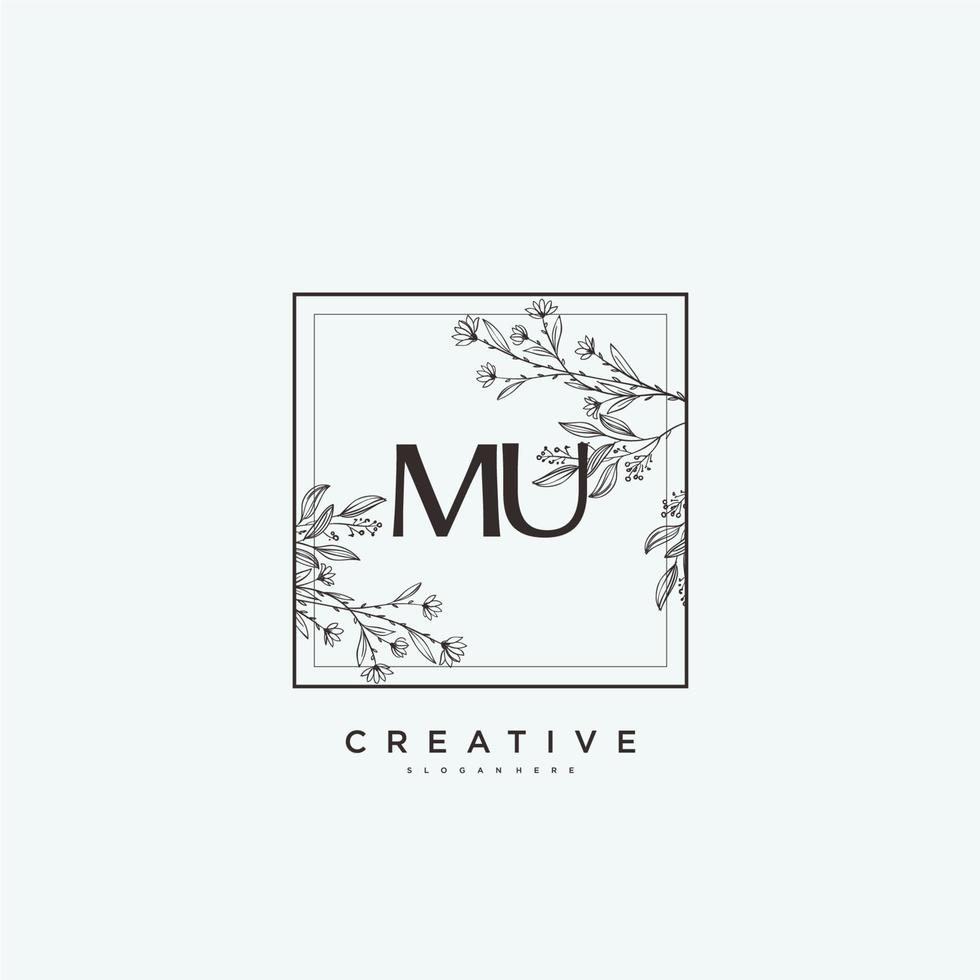 MU Beauty vector initial logo art, handwriting logo of initial signature, wedding, fashion, jewerly, boutique, floral and botanical with creative template for any company or business.