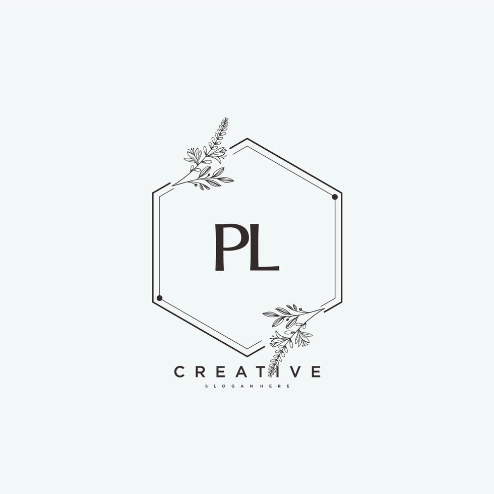 pl belleza vector inicial logo arte, escritura logo de inicial firma, boda, moda, joyería, boutique, floral y botánico con creativo modelo para ninguna empresa o negocio.