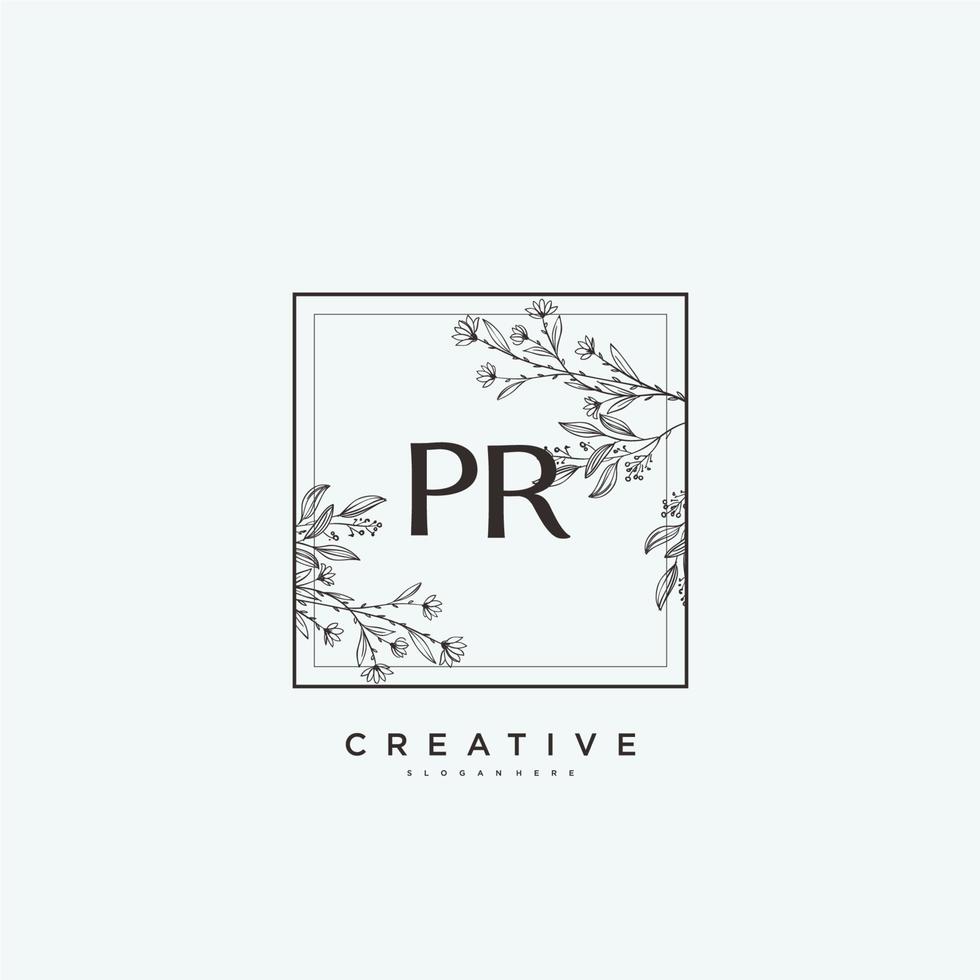 PR Beauty vector initial logo art, handwriting logo of initial signature, wedding, fashion, jewerly, boutique, floral and botanical with creative template for any company or business.