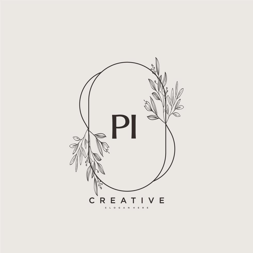 PI Beauty vector initial logo art, handwriting logo of initial signature, wedding, fashion, jewerly, boutique, floral and botanical with creative template for any company or business.