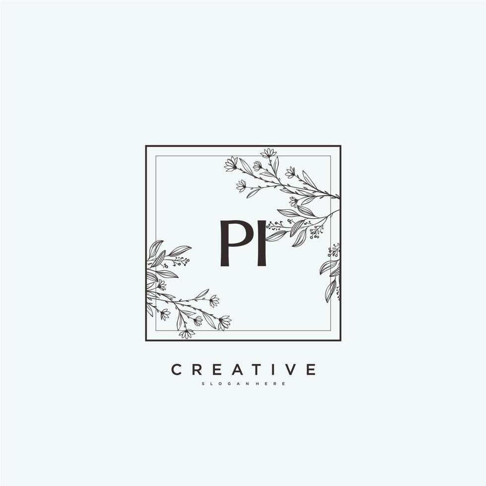 PI Beauty vector initial logo art, handwriting logo of initial signature, wedding, fashion, jewerly, boutique, floral and botanical with creative template for any company or business.