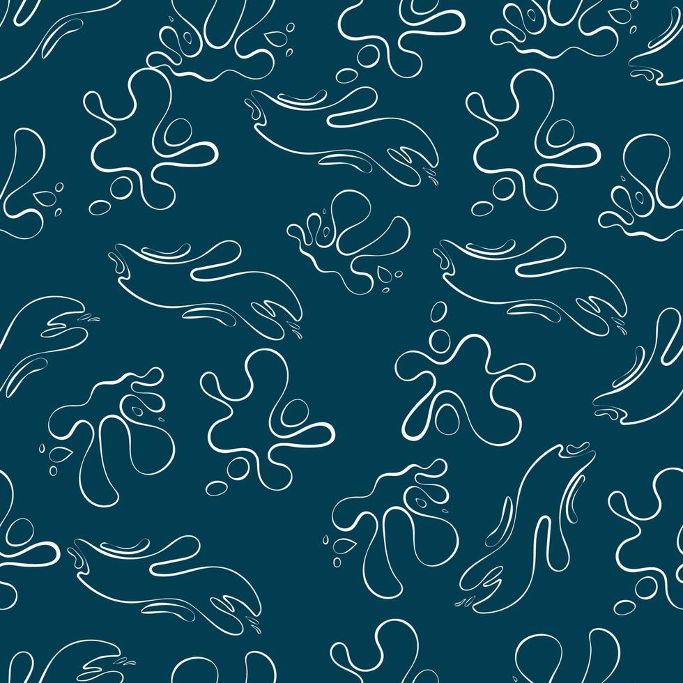 seamless pattern of white contour water splashes vector