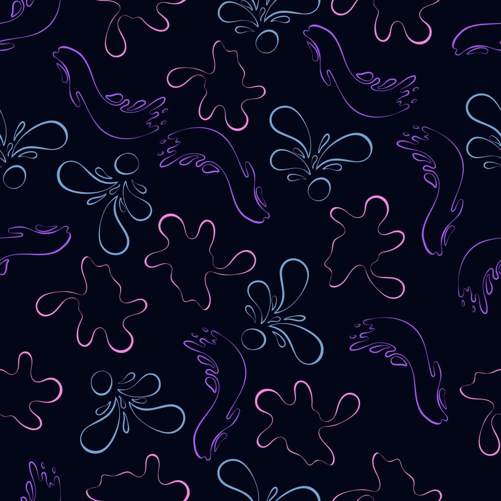 seamless pattern of contour splashes in neon colors vector