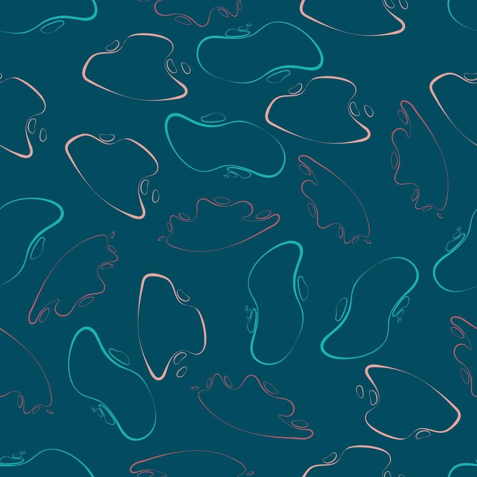 seamless pattern of contour turquoise and pink splashes vector