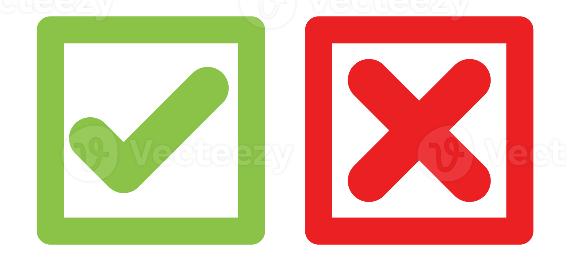 green checklist and red cross icon set png