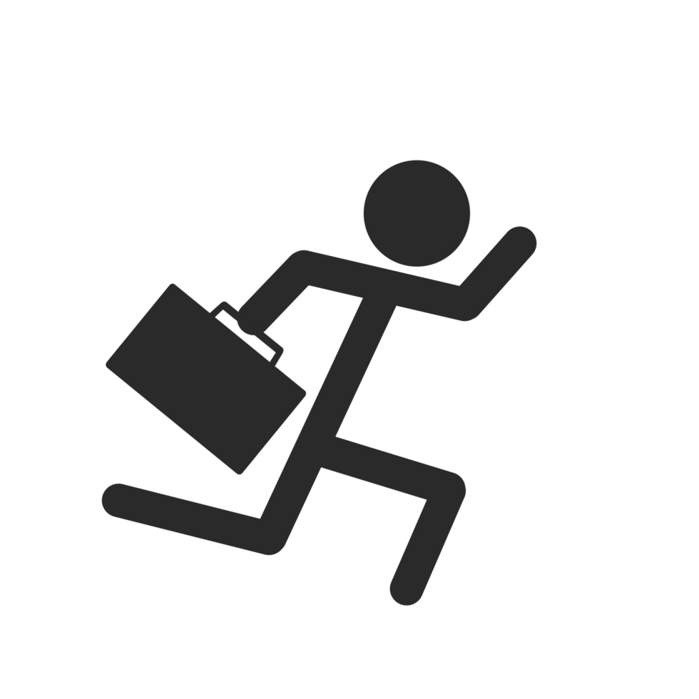 Running businessman for work icon png