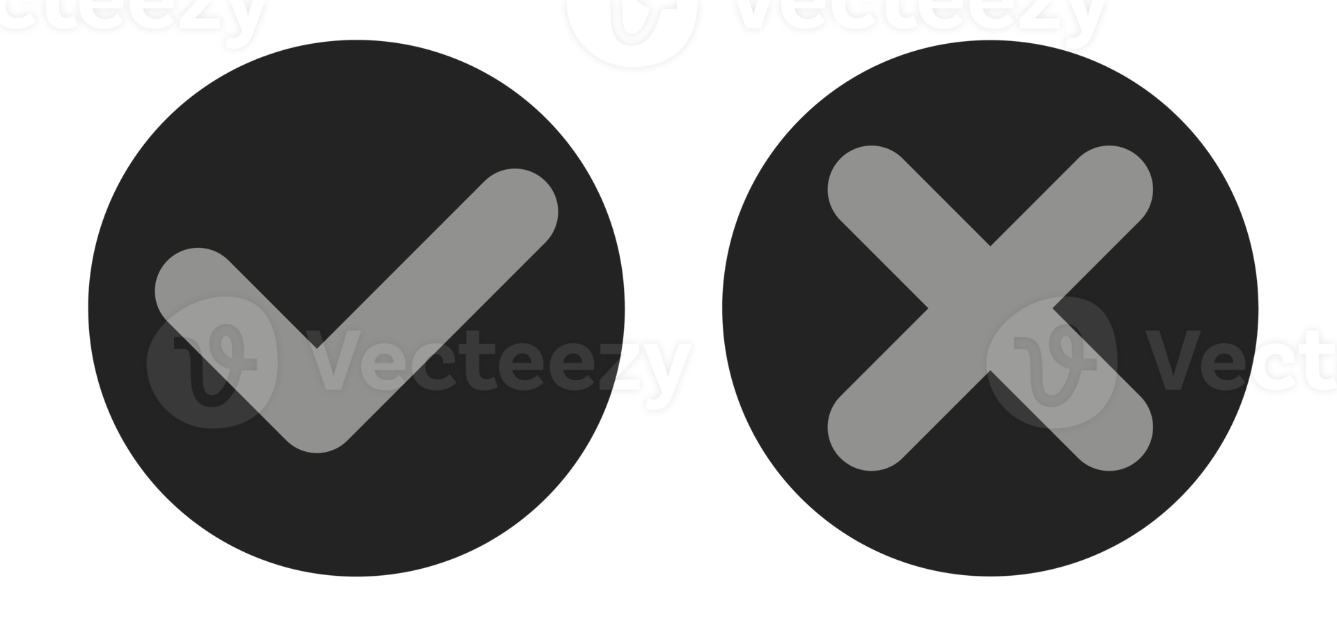 monocromo Lista de Verificación y X icono conjunto png