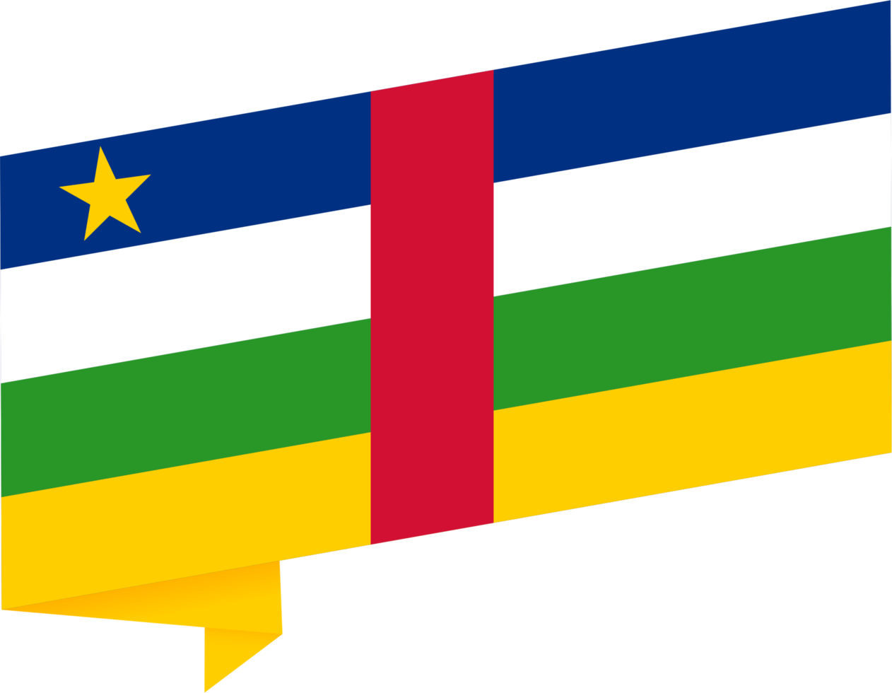 Central African Republic flag wave isolated on png or transparent background