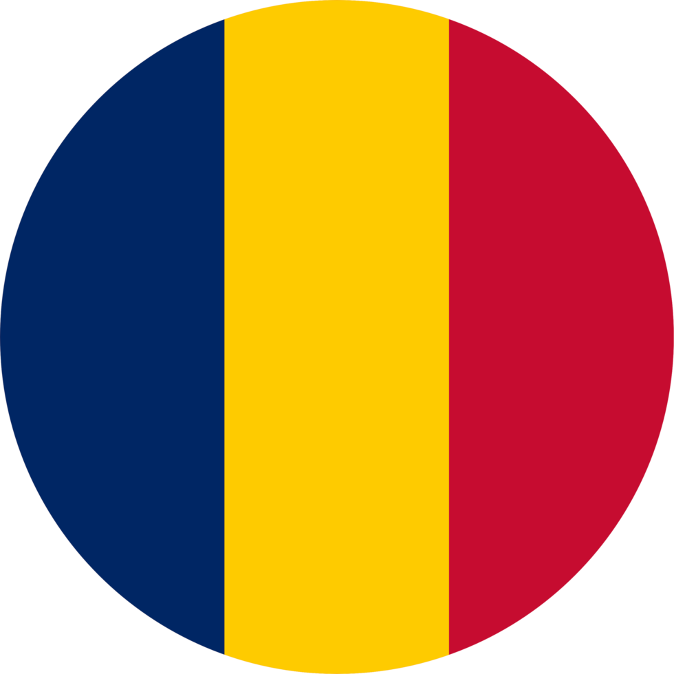 tchad drapeau bouton sur blanc Contexte png