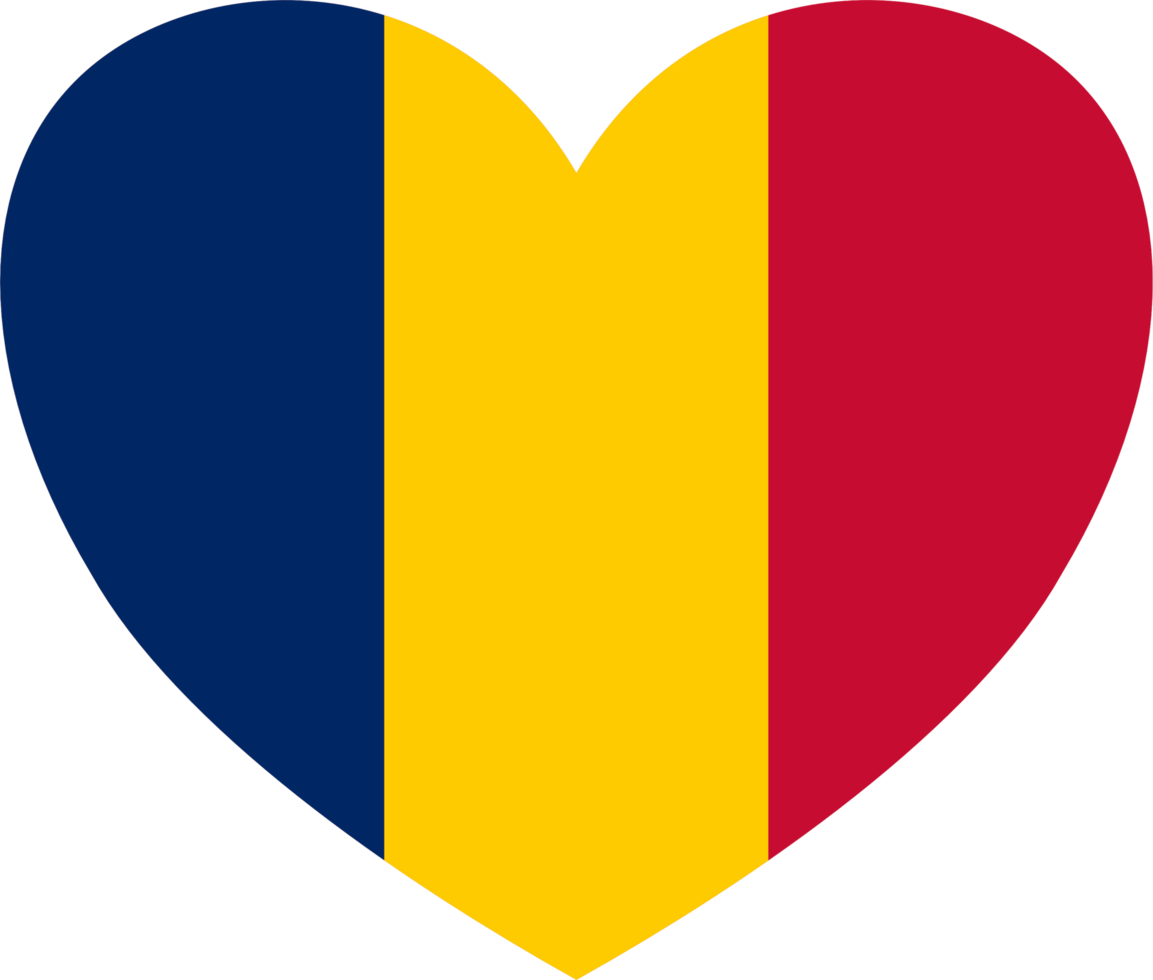 Chad flag in heart shape isolated  on  transparent  background png