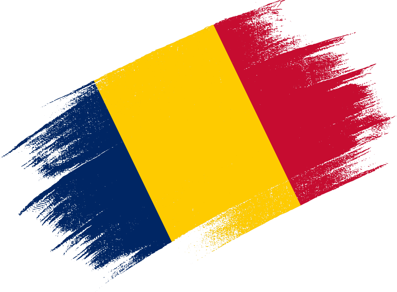 Tschad Flagge mit Bürste Farbe texturiert isoliert auf png oder transparent Hintergrund