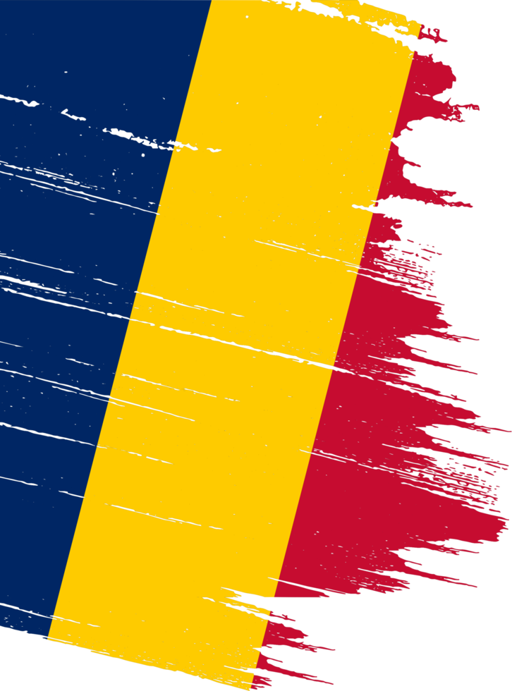 Chad flag with brush paint textured isolated  on png or transparent background
