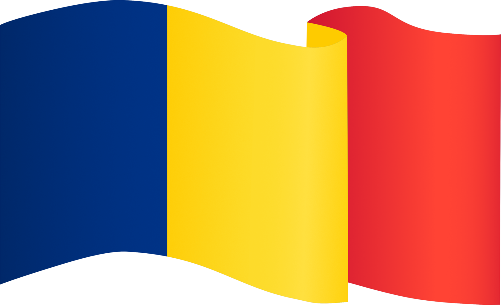 Chad flag wave isolated on png or transparent background