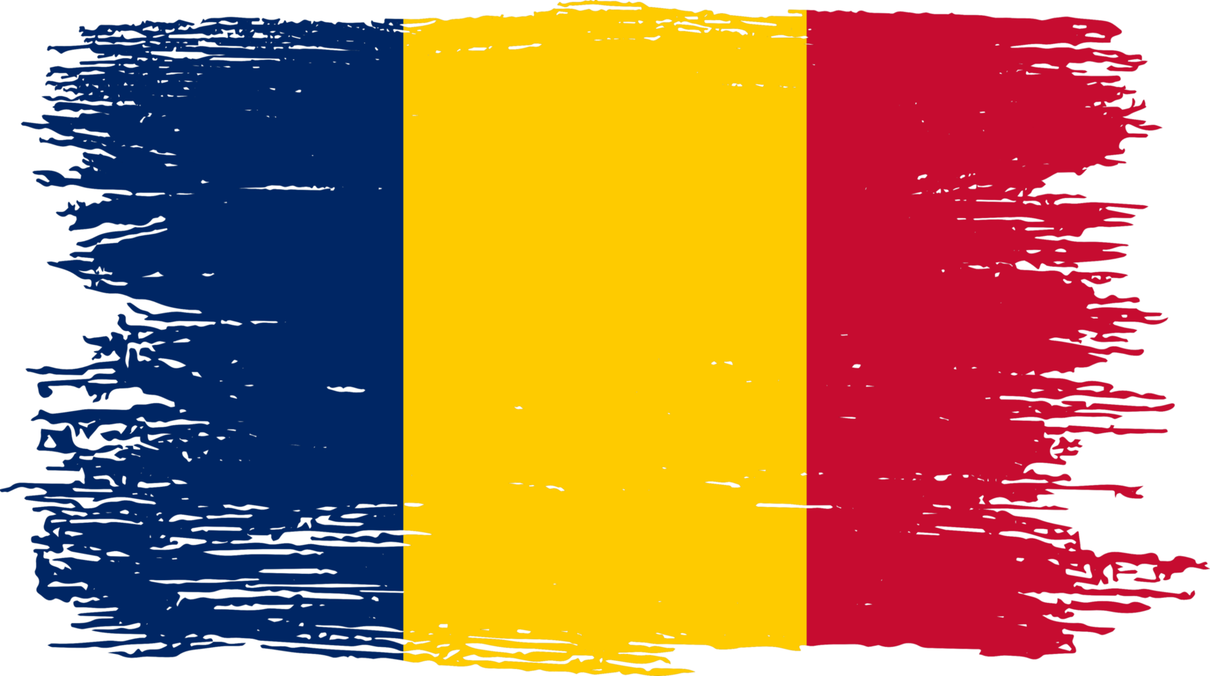 Chad flag with brush paint textured isolated  on png or transparent background
