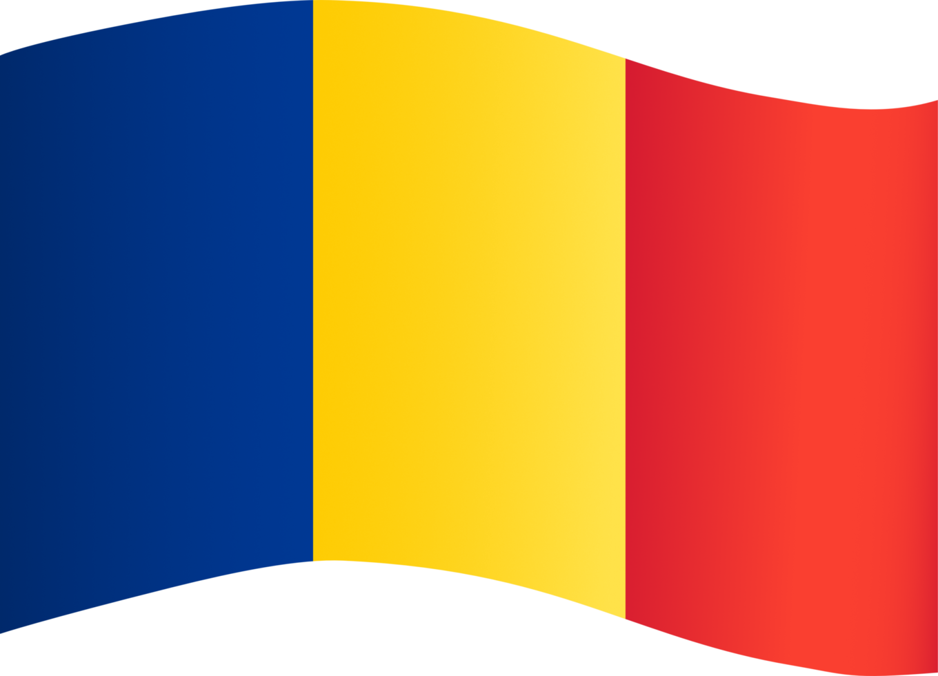 Chad flag wave isolated on png or transparent background