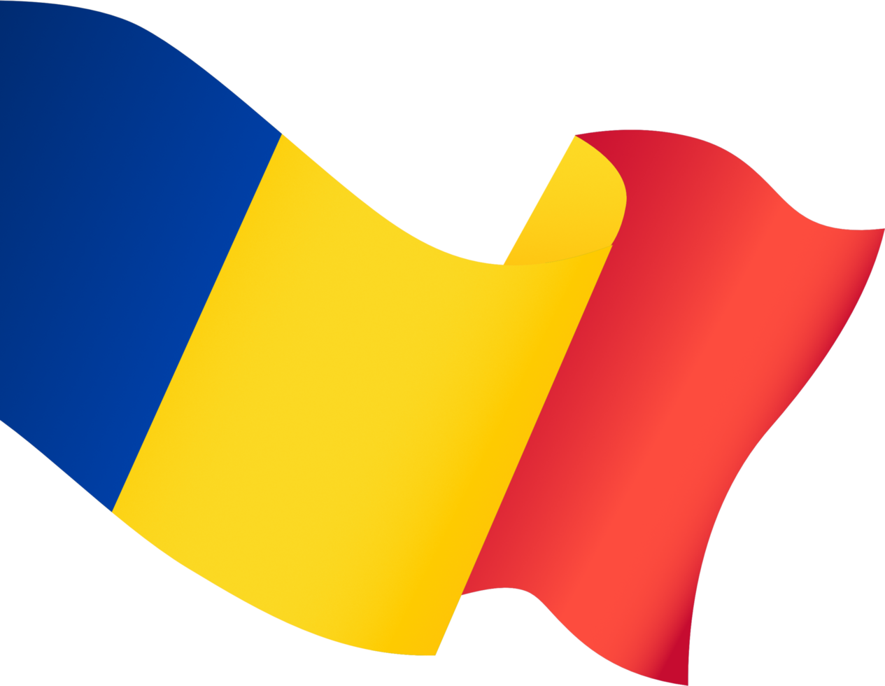 Chad flag wave isolated on png or transparent background
