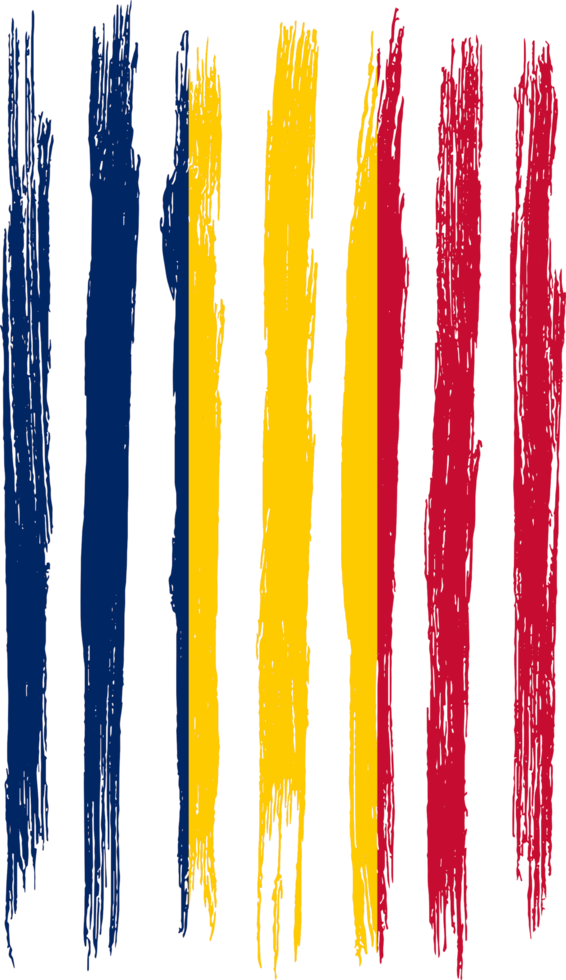 Tsjaad vlag met borstel verf getextureerde geïsoleerd Aan PNG of transparant achtergrond