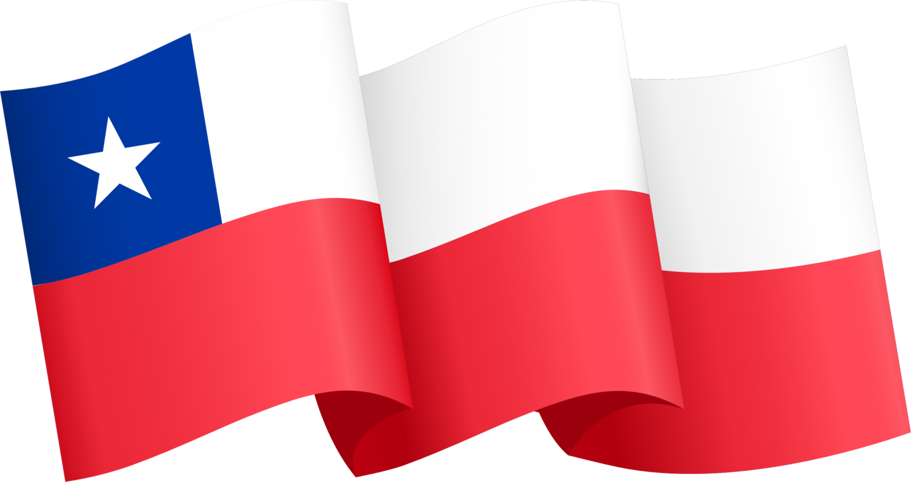 Chile flag wave isolated on png or transparent background