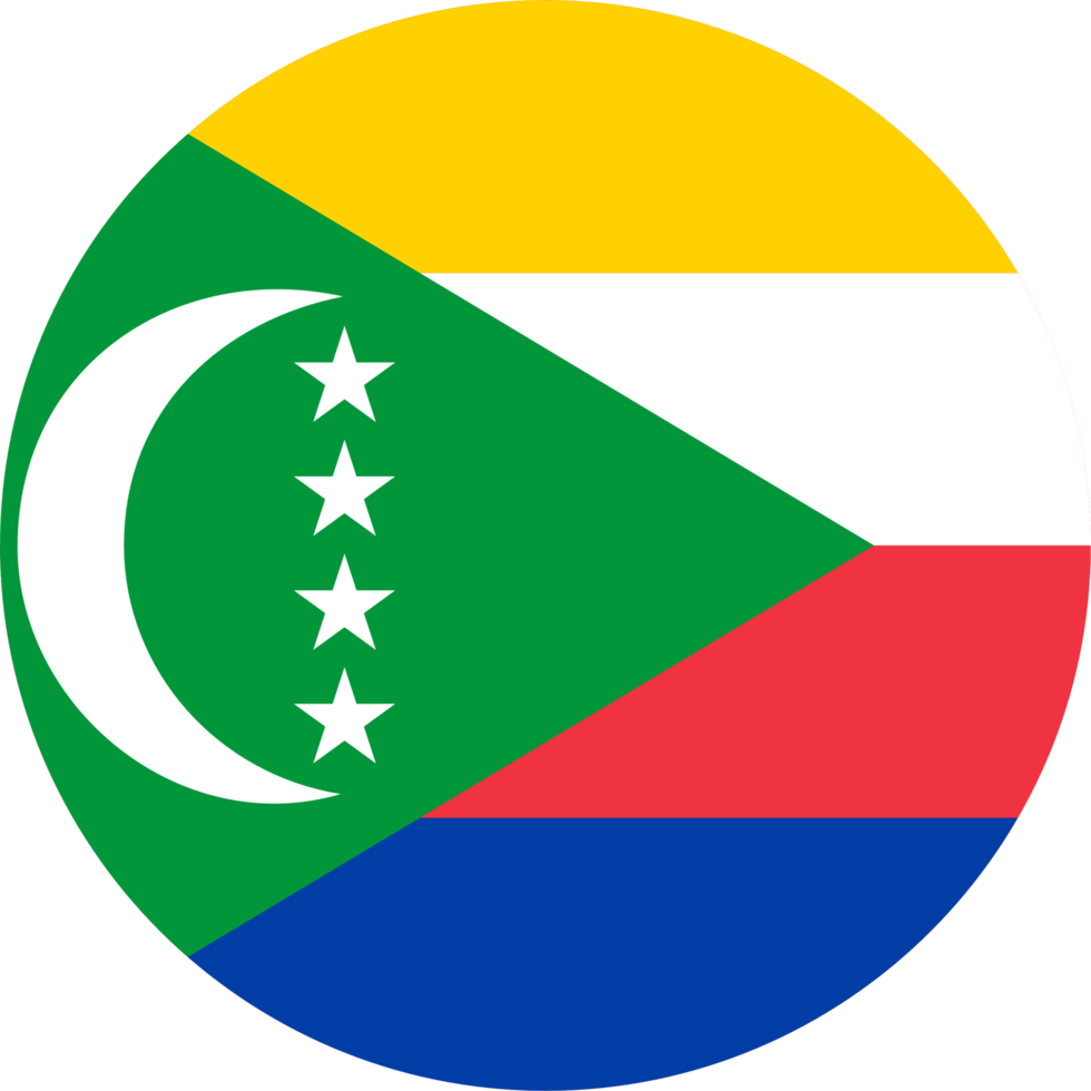 Comoros flag button on white background png