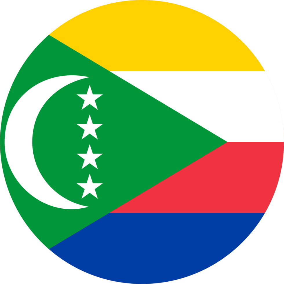 comores drapeau bouton sur blanc Contexte png