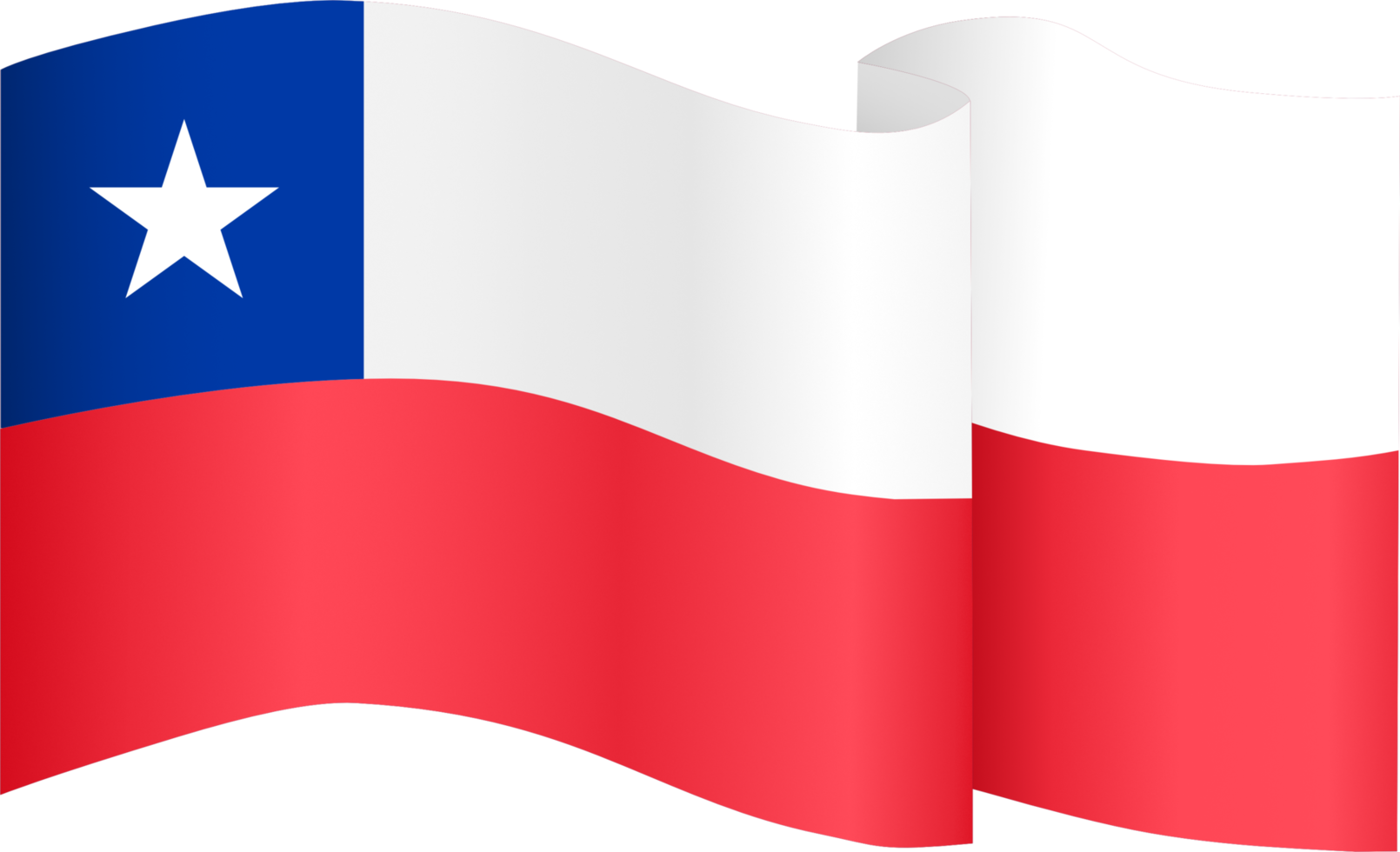 Chile flag wave isolated on png or transparent background