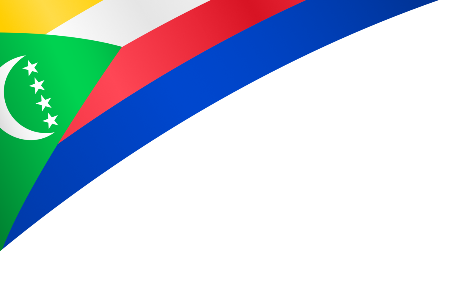 Comoros flag wave isolated on png or transparent background