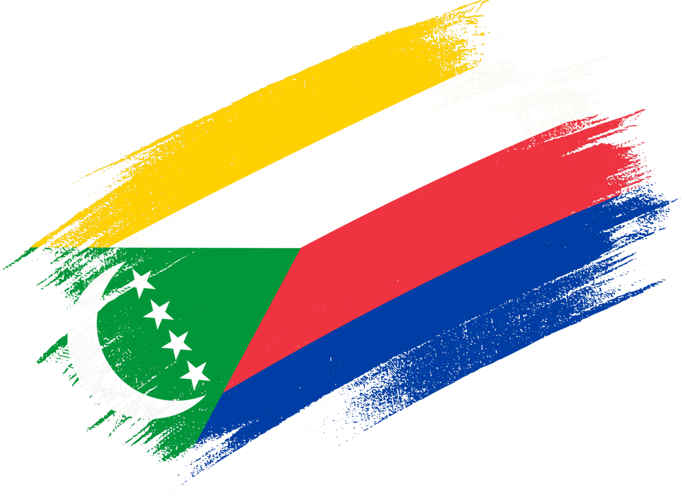 Comoros flag with brush paint textured isolated  on png or transparent background