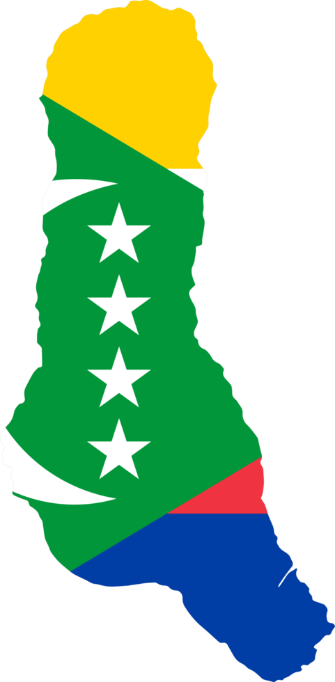 Comoros  flag on map on transparent  background png