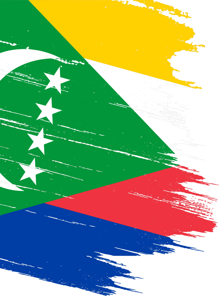 Comoros flag with brush paint textured isolated  on png or transparent background