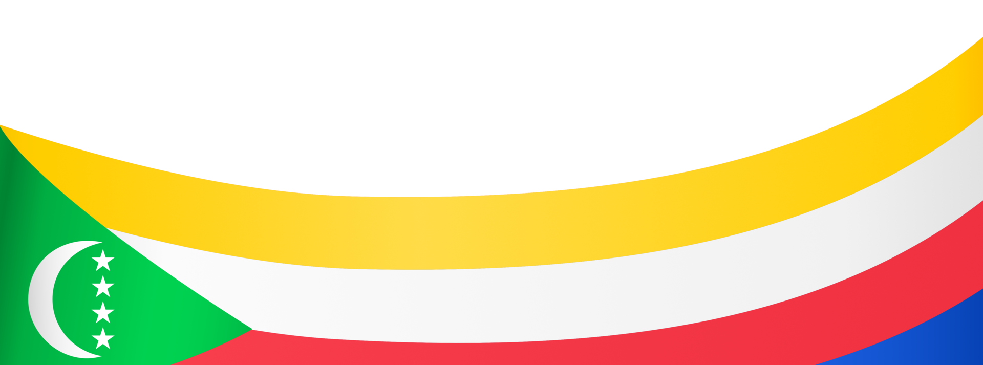 Comoros flag wave isolated on png or transparent background