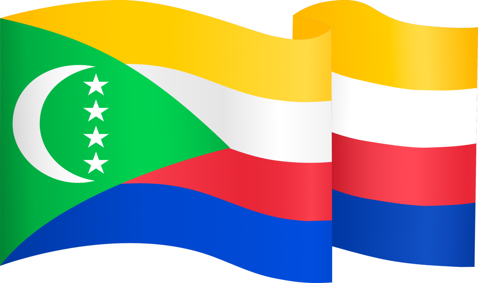 Comores bandeira onda isolado em png ou transparente fundo