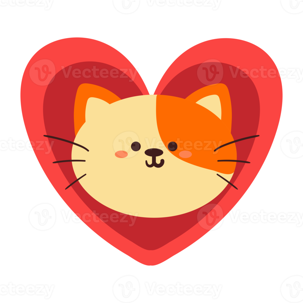 cute cartoon cat inside a heart png