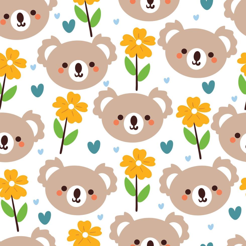 seamless pattern cartoon koala and flower. cute animal wallpaper for textile, gift wrap paper vector