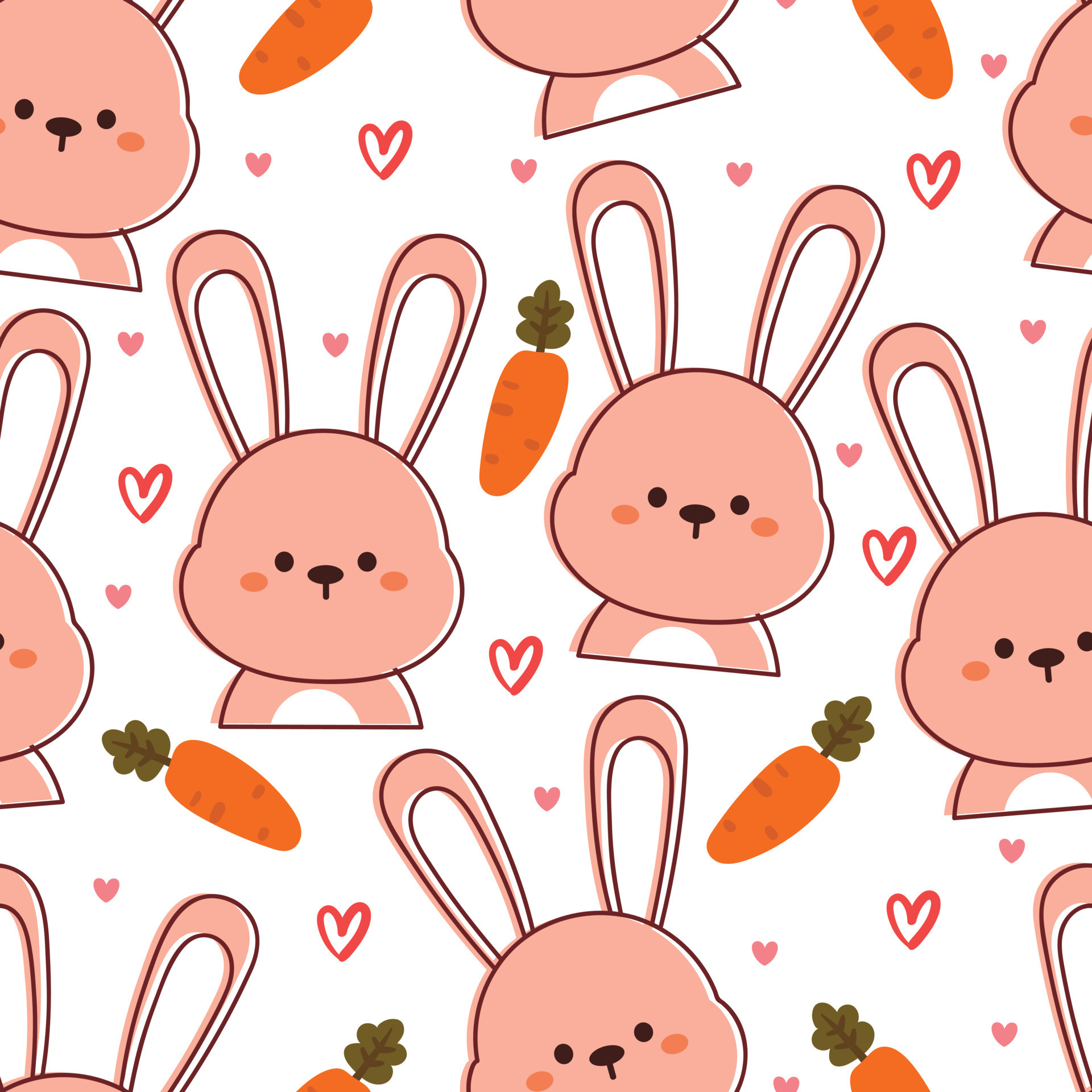 seamless pattern cartoon bunny. cute animal wallpaper for textile, gift