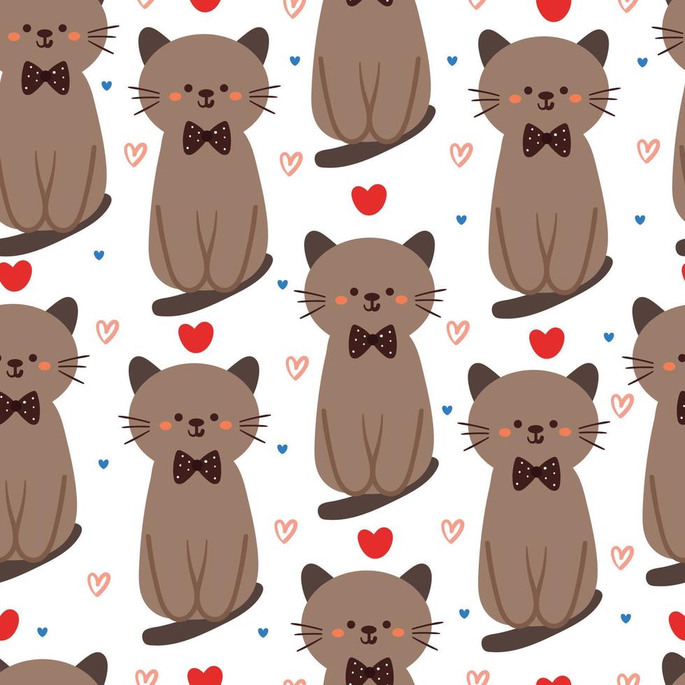 gato de dibujos animados de patrones sin fisuras. lindo papel tapiz de animales para textiles, papel de regalo vector