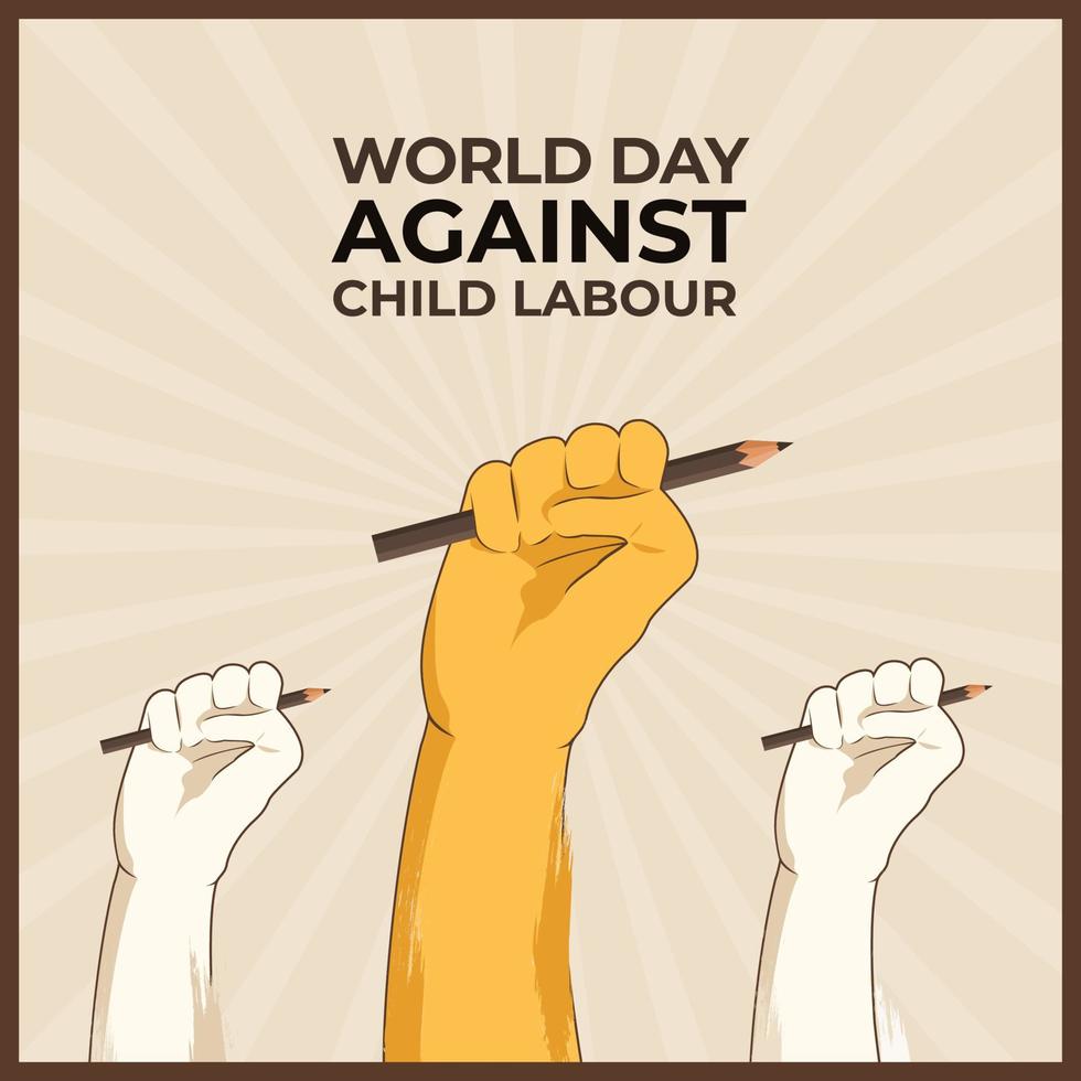 World day against child labour with retro style. vector