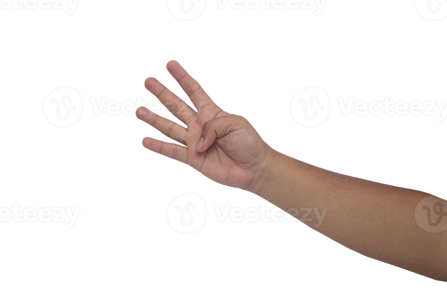 hand gesture of an asian man using the number four symbol png