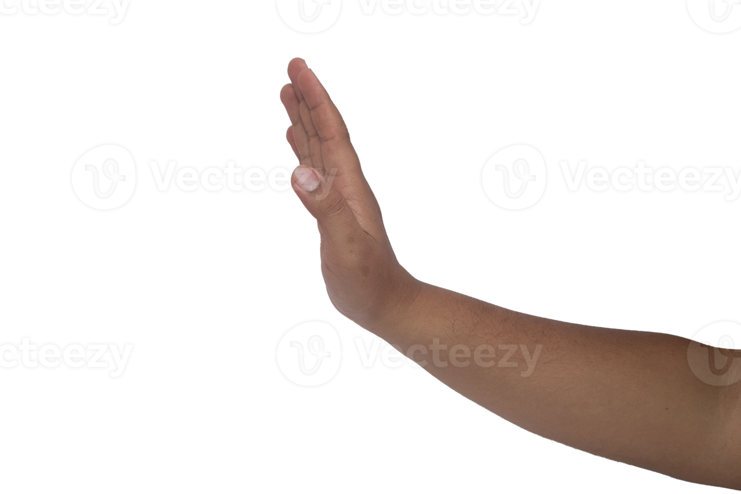 Asian man's hand showing stop gesture png