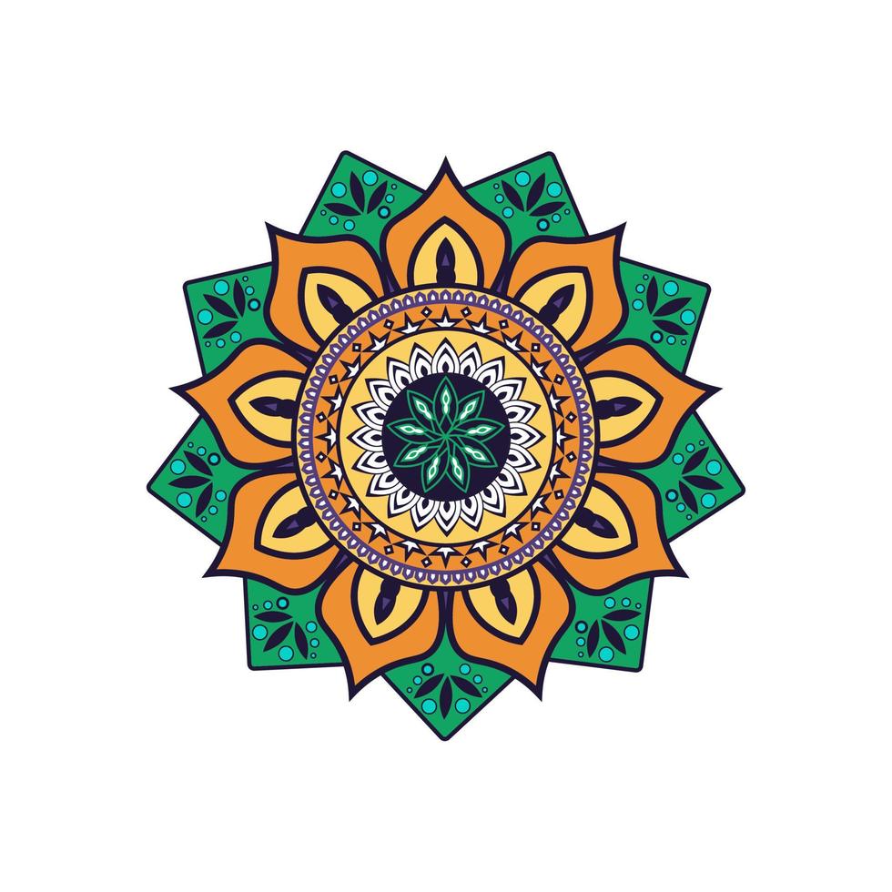 vector mano dibujado garabatear mandala . étnico mandala con vistoso ornamento. brillante colores. aislado. ilustración en garabatear estilo. mándala, vector mándala, floral mándala, flor mándala, oriental