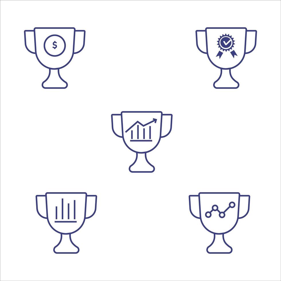 Modern linear pictogram pack of cup. Outline Business Presentation Icon set. Contains such Icons as data analysis, meeting, money, trophy, and more. vector