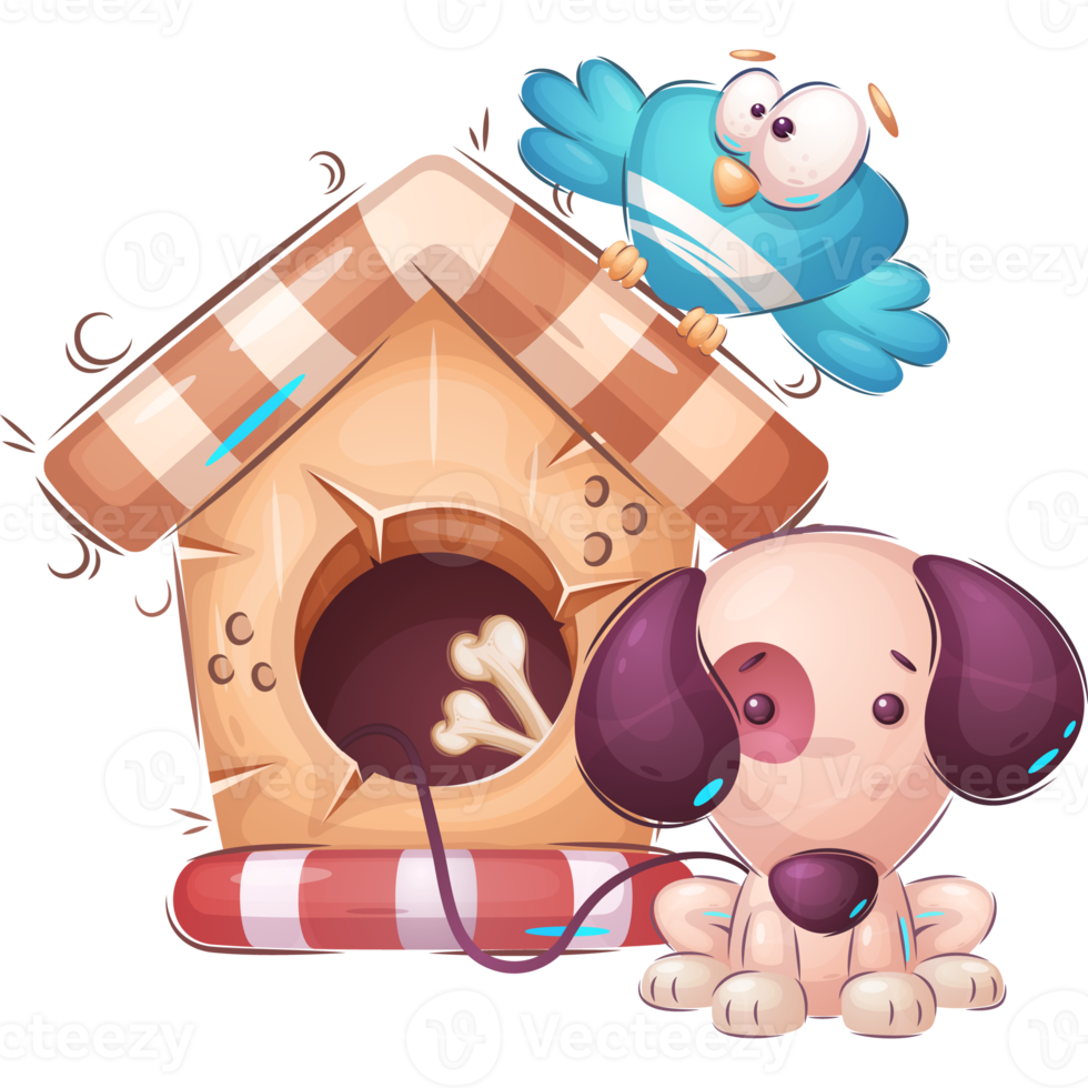 Dog Animal in Kennel Cartoon Character png