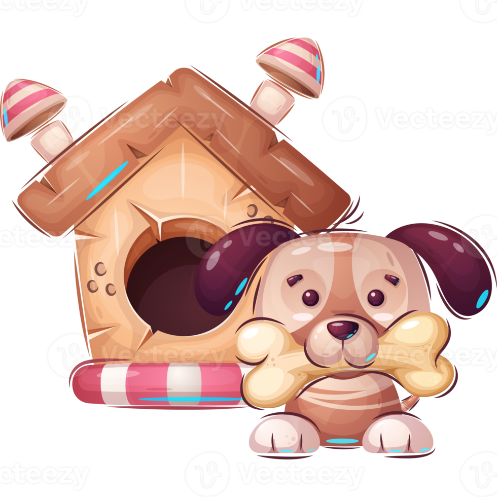 Dog Animal in Kennel Cartoon Character png