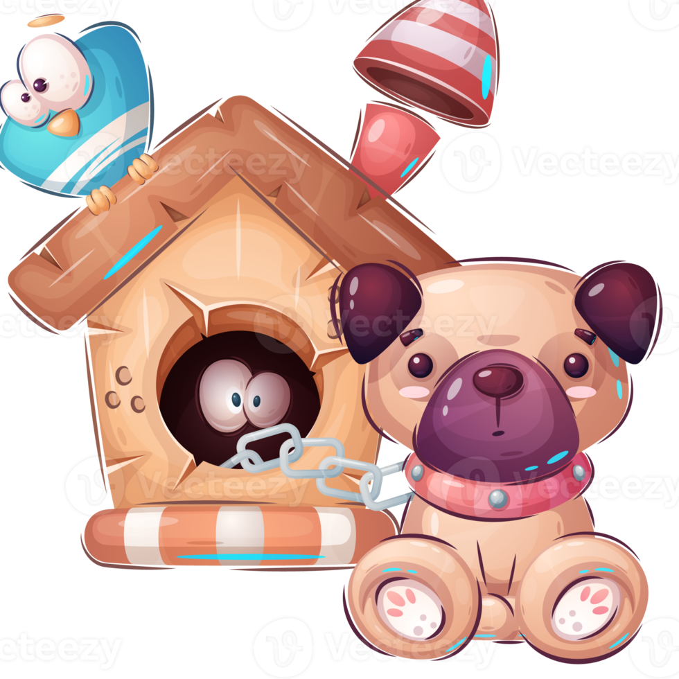 Dog Animal in Kennel Cartoon Character png