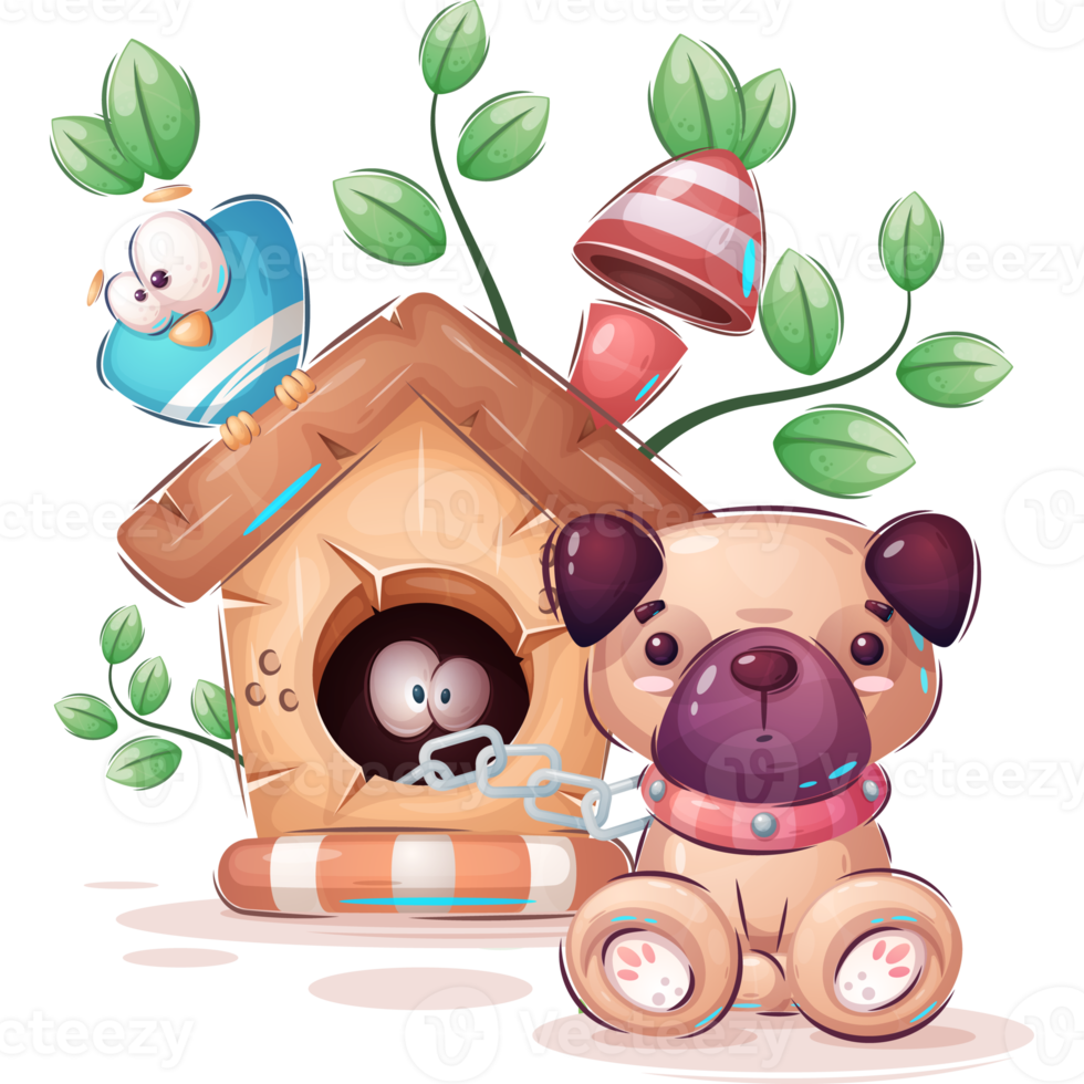 Dog Animal in Kennel Cartoon Character png