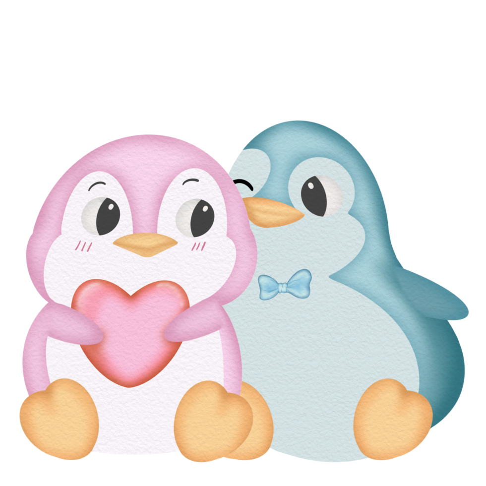 Pinguin Aquarell Valentinstag Tag png