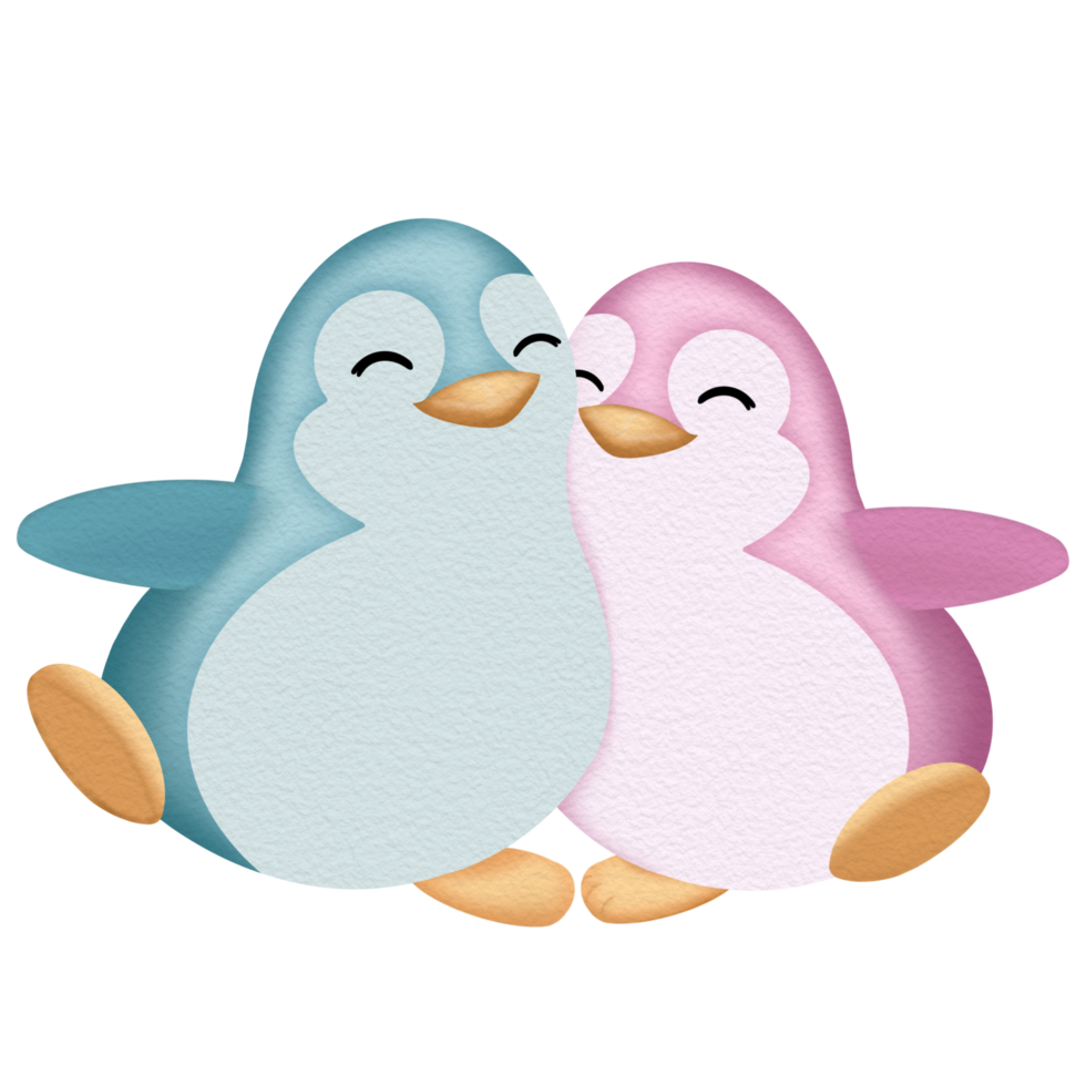 Penguin Watercolor Valentine's day png