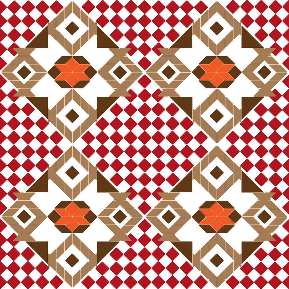 Seamless fabric geometric pattern in brown on a white background. vector
