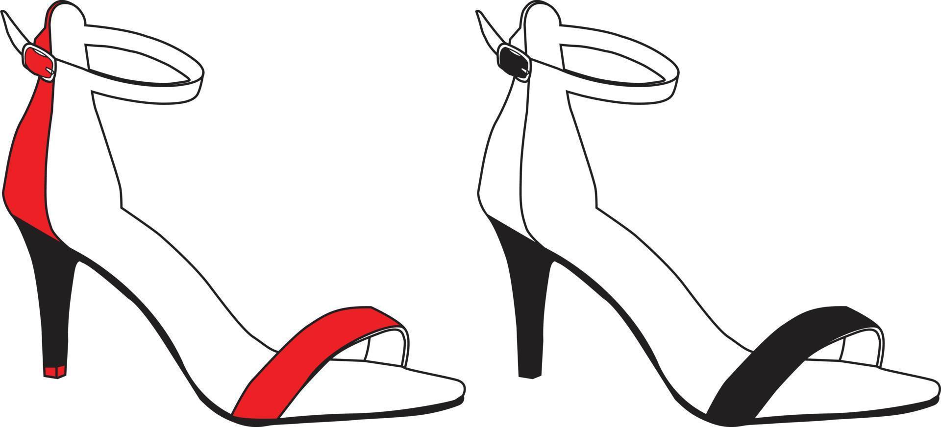 accesorio, fondo, negro, elegancia, elegante, moda, femenino, pie, calzado, chica, glamour, tacón, alto, icono, ilustración, aislado, dama, línea, describir, zapato, estilo, símbolo, vector, blanco, vector