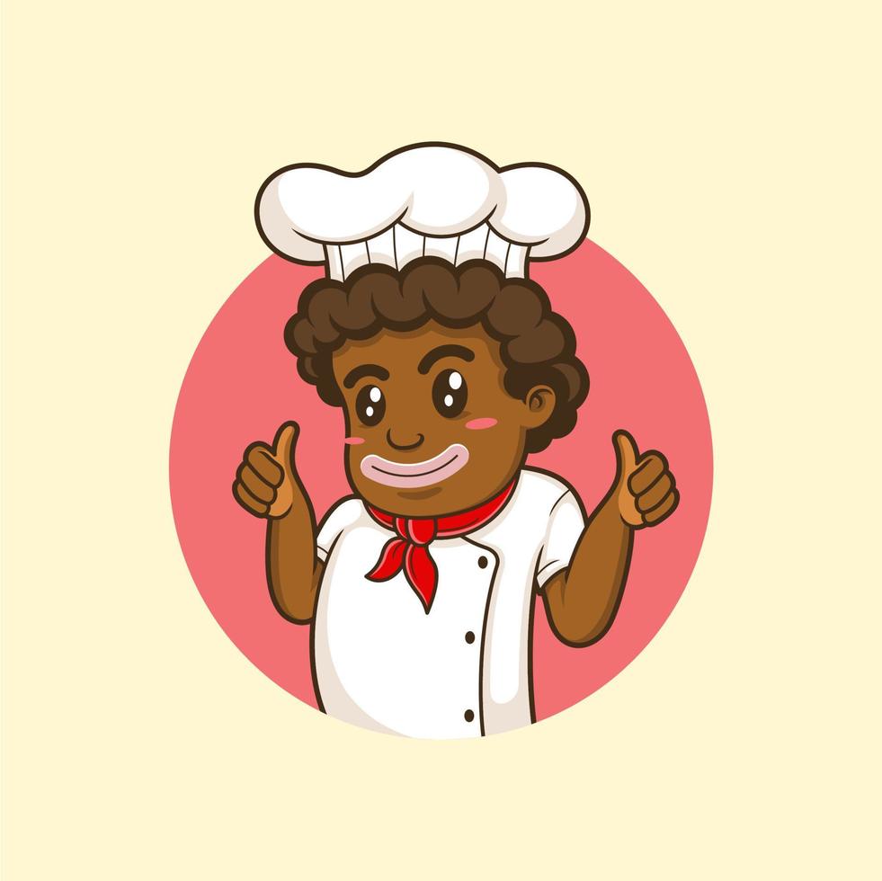 cute cartoon chef with afro hair vector